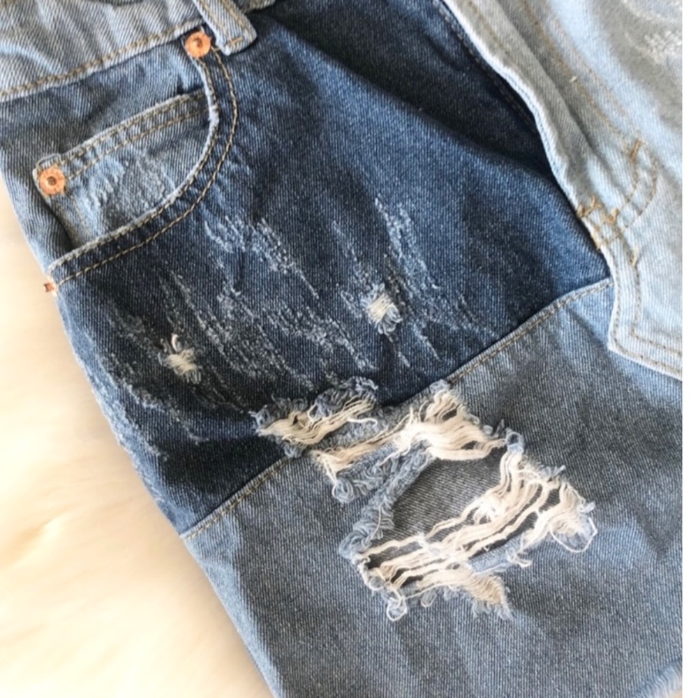 Sunset & Spring Patchy Destroyed Denim Mini Skirt… - image 7